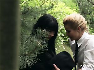 girl schoolgirls see as their professor gets analed in the woods