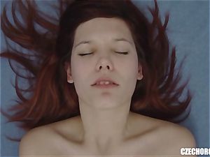 red-haired woman kneading big Lips poon